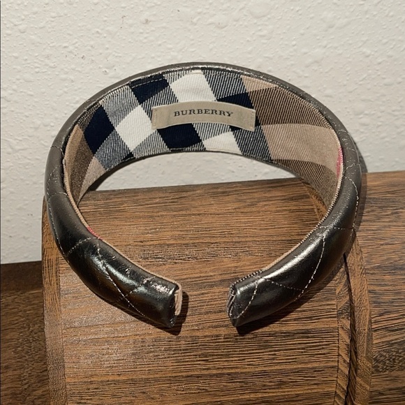 BURBERRY BRONZE GENUINE LEATHER QUILTED HEADBAND